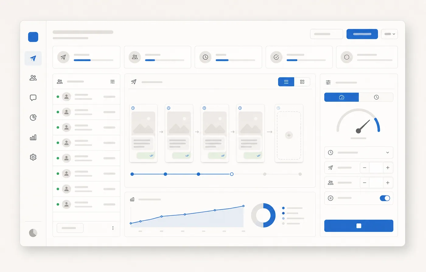 Ilustrasi dashboard antrean broadcast promosi WhatsApp